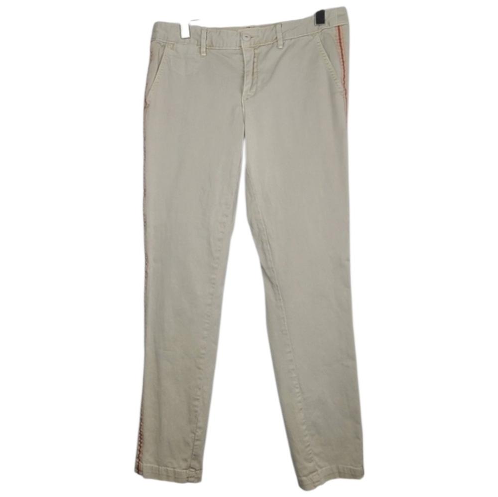 Anthropologie Chino Cream Tuxedo Stripe Pants Size 28 Tailored Trousers